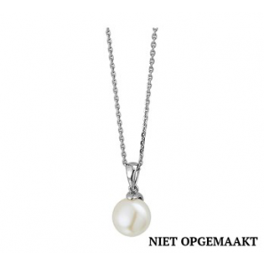 Zilver anker collier1,3 mm RH met zoetwaterparel 41+4 cm - 3160761