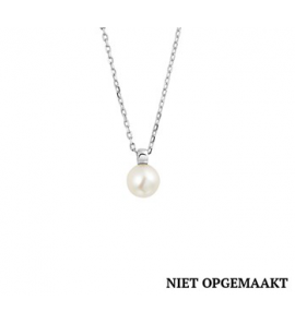 Zilver anker collier1,3 mm RH met zoetwaterparel 41+4 cm - 3160762