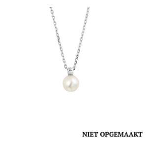 Zilver anker collier1,3 mm RH met zoetwaterparel 41+4 cm - 3160762