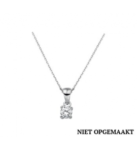 Zilver RH anker collier1,3 mm met zirconia solitair 41+4 cm - 3160766
