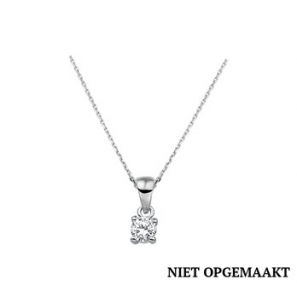 Zilver RH anker collier1,3 mm met zirconia solitair 41+4 cm - 3160766