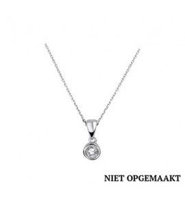Zilver anker collier1,3 mm RH met zirconia solitair 41+4 cm - 3160767