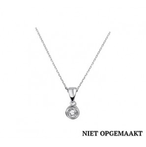 Zilver anker collier1,3 mm RH met zirconia solitair 41+4 cm - 3160767