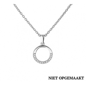 Zilver anker collier1,3 mm RH met open ronde hanger/zirconia 41+4 cm - 3160768
