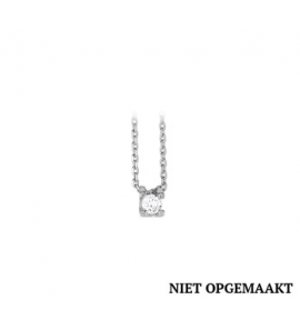 Zilver anker collier1,3 mm RH met zirconia solitair 41+4 cm - 3160769
