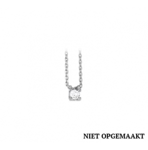 Zilver anker collier1,3 mm RH met zirconia solitair 41+4 cm - 3160769