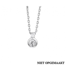 Zilver anker collier1,3 mm RH met zirconia solitair 40+4 cm. - 3160770