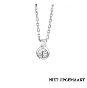 Zilver anker collier1,3 mm RH met zirconia solitair 40+4 cm. - 3160770