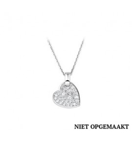 Zilver anker collier1,3 mm RH met hart/zirconia 41+4 cm - 3160771