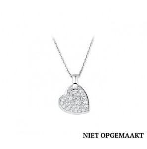 Zilver anker collier1,3 mm RH met hart/zirconia 41+4 cm - 3160771