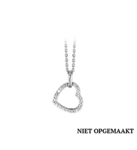 Zilver anker collier1,3 mm RH met open hart/zirconia 41+4 cm - 3160772