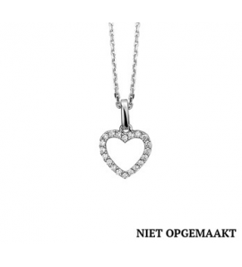 Zilver anker collier1,3 mm RH met open/zirconia 41+4 cm - 3160775