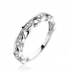 ZINZI zlv. aanschuifring golfjes en zirconia's mt 56 - 3200913