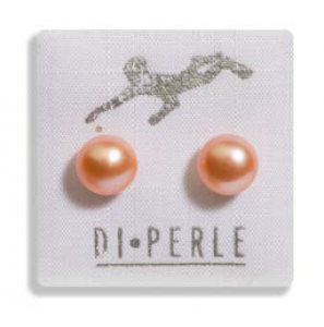 Di Perle oorknop met zoetwater parel oud roze 7-8 mm - 3160870
