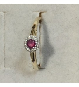 ID geelgouden rozet ring 0,07 crt si / 0,15 robijn wg maat 17,75 - 3161090