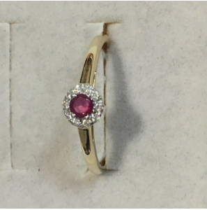 ID geelgouden rozet ring 0,07 crt si / 0,15 robijn wg maat 17,75 - 3161090