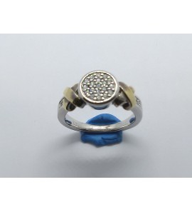 Goud & zilver damesring met zirconia mt. 17¾ - 3161106