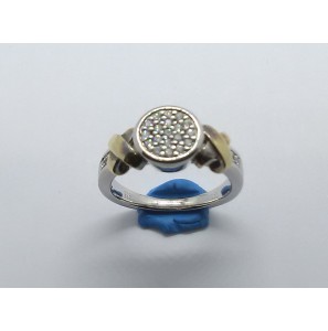 Goud & zilver damesring met zirconia mt. 17¾ - 3161106