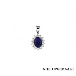 Zilveren hanger RH met blauwsaffier en zirconia - 3161219