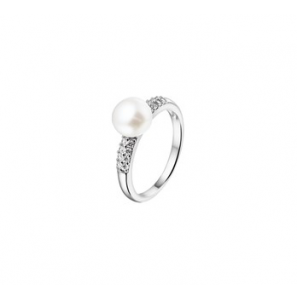 Zilveren ring RH met zoetwaterparel en zirconia maat 17,75 - 3161253