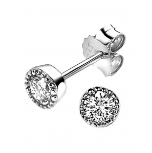 ZINZI zilveren oorknop rond met parelrand en zirconia - 3161287