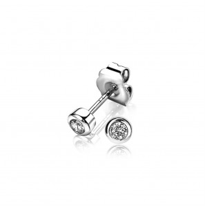 ZINZI zilveren oorknop met zirconia en gladde zetting 4 mm - 3161319