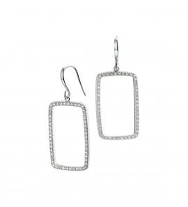 Zilveren oorhanger RH rechthoek met zirconia - 3161360