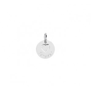 Zilveren hanger RH rond met hartje en tekst "forever" - 3161396