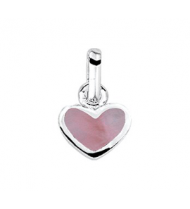 Zilveren hanger kind hartje met roze emaille - 3161406
