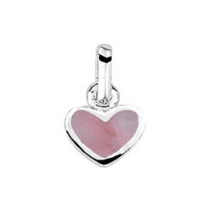 Zilveren hanger kind hartje met roze emaille - 3161406