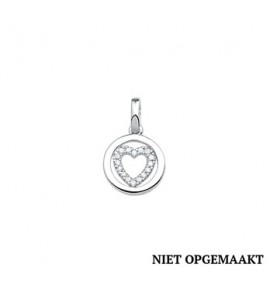 Zilveren hanger RH rond met hart/zirconia - 3161555