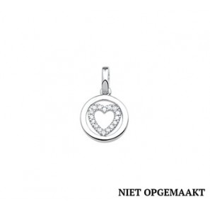 Zilveren hanger RH rond met hart/zirconia - 3161555