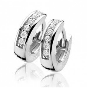 ZINZI zilver klapcreolen met zirkonia 12x3 mm - 3161598