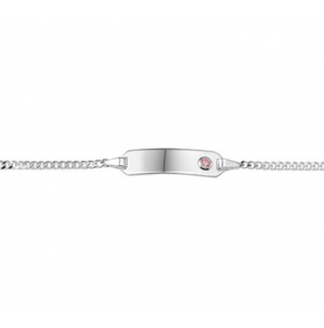 Zilveren plaatarmband met roze zirconia 9-11 cm - 3161793