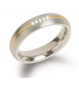 Boccia ring 0130-0451 bicolor met diamant 5x0.025 - 3161859