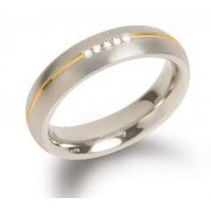 Boccia ring 0130-0451 bicolor met diamant 5x0.025 - 3161859