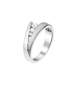 Zilver RH dames ring mat/glans en zirk. mt. 15½ - 3161979