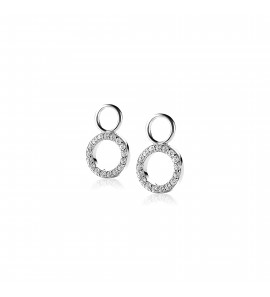 ZINZI zilver creoolhangers rond open met zirconia 9 mm - 3162509