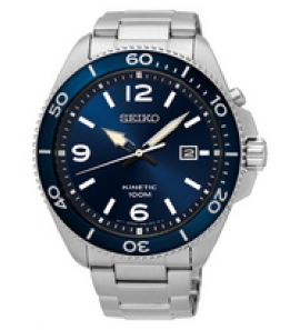 Seiko heren kinetic staal bracelet blauw 100m - 3162219
