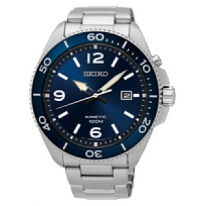 Seiko heren kinetic staal bracelet blauw 100m - 3162219