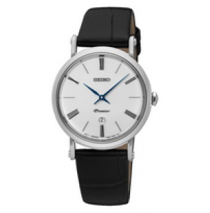 Seiko Premier dames staal / leer zwart WR - 3162245