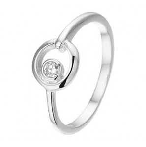 Zilveren dames ring RH open/rond met zirconia maat 17,75 - 3162305