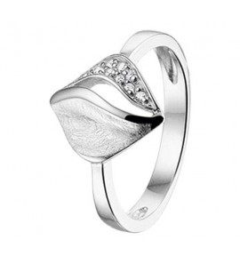 Zilveren dames ring RH mat/glans met zirconia maat 17,75 - 3162304