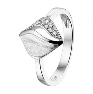 Zilveren dames ring RH mat/glans met zirconia maat 17,75 - 3162304