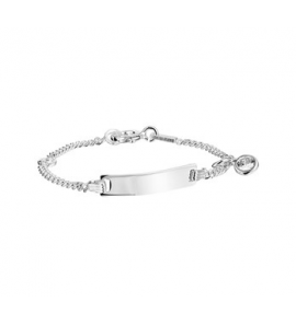 Zilveren plaatarmband met hanger/zirconia 9-11 cm - 3162325