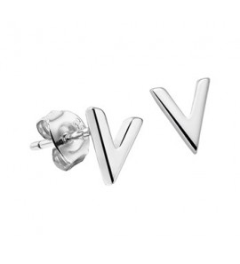 Zilveren oorknop RH met V-teken - 3162464