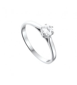 Zilveren damesring RH met zirconia maat 16½ - 3170056