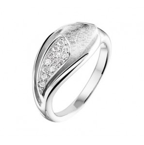 Zilveren ring glans/gescratct en zirconia, maat 17,75 - 3162955