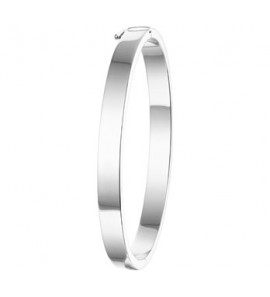 Zilveren slavenarmband RH 6 mm vlak met scharniersluiting en achtje 60 mm - 3162935