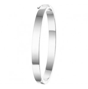 Zilveren slavenarmband RH 6 mm vlak met scharniersluiting en achtje 60 mm - 3162935